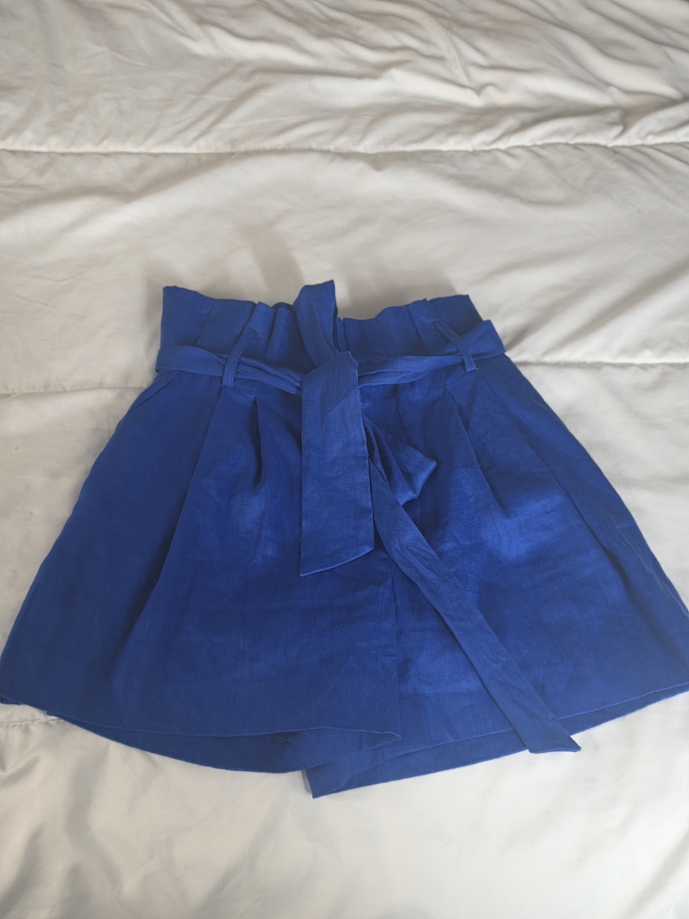 ANTONIO MELANI Royal Blue Paperbag Skater Skirt with Tie Waist
